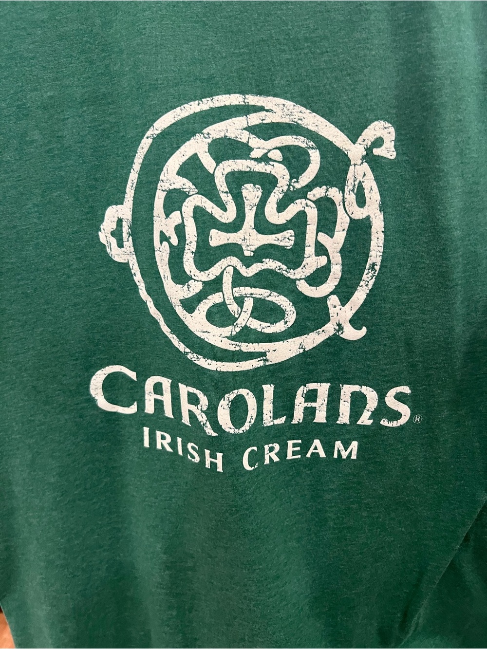 Bella Canvas Green T-Shirt with White Carolans Irish Cream Logo